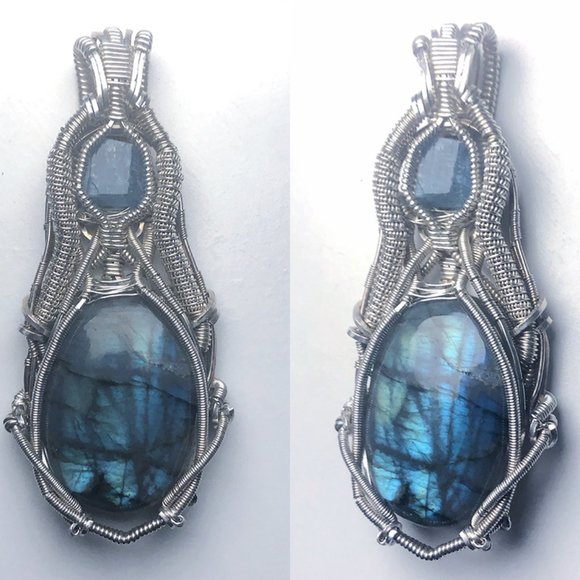 aquamarine and labradorite pendant - Picture 1 of 3